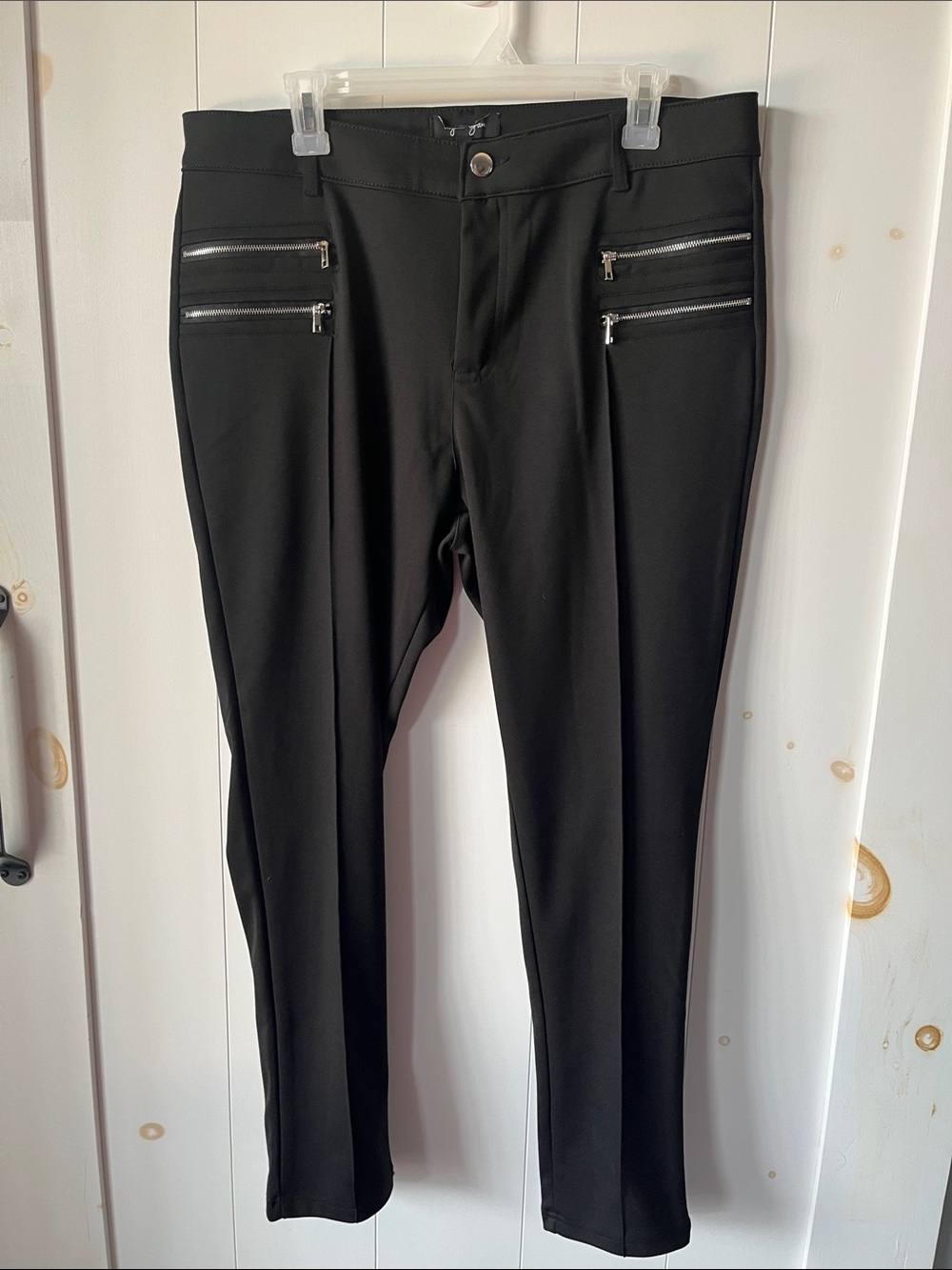 Women's Black Zip-Pocket Ponte Pants